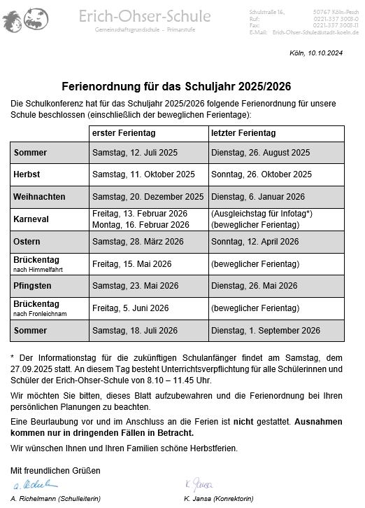 Ferienordnung 2025 2026
